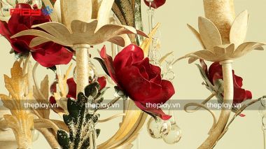 Đèn chùm sang trọng hoa hồng Pháp